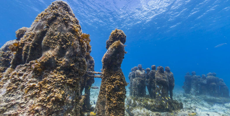 Statues Underwater Art Cancun Musa Ocean Find Gps Locations 1