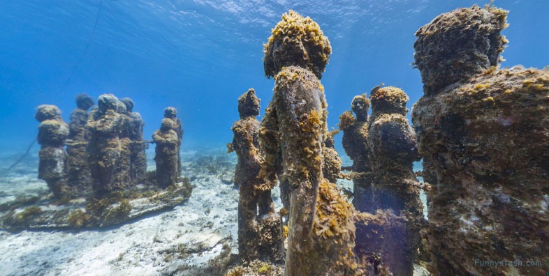 Statues Underwater Art Cancun Musa Ocean Find Gps Locations 2