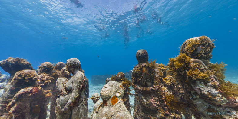 Statues Underwater Art Cancun Musa Ocean Find Gps Locations