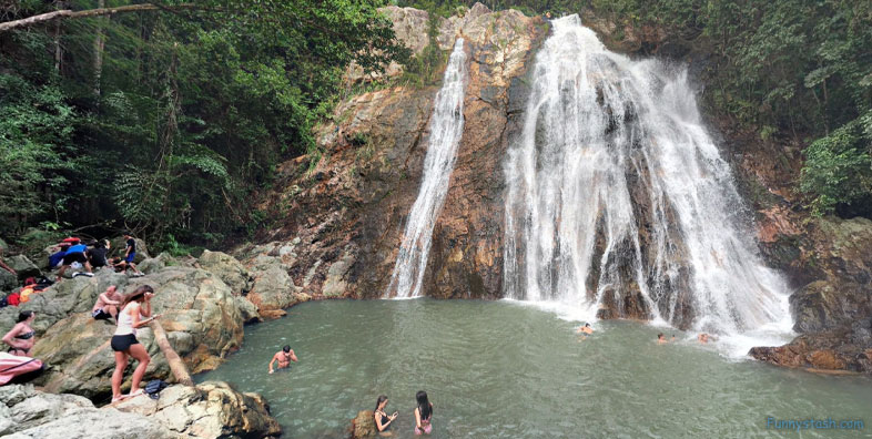 Waterfall Namuang Ko Samui District Thailand Scenery Locations