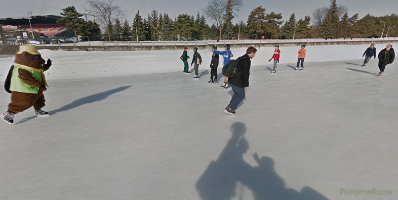 Ice Skate Giant Rink Rideau Canal Gps Ottawa Canada